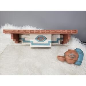 lot Burwood Products Southwest Style Wall Shelf 15" Aztec‎ #3326 Vintage Art